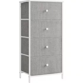   Dulap de depozitare cu 4 sertare din textil, dulap, gri porumbel și alb crem 98x28x85cm