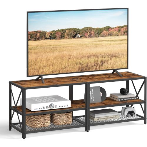 vasagle-suport-tv-cu-rafturi-maro-rustic-140x39x52cm