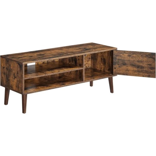 vasagle-dulap-tv-cu-usa-si-rafturi-maro-rustic-120x40x49cm