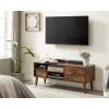 vasagle-dulap-tv-cu-usa-si-rafturi-maro-rustic-120x40x49cm