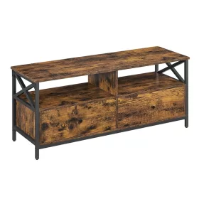   Comodă TV, cu 2 sertare și rafturi, rustică maro și negru 120x40x50cm