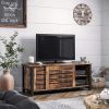 vasagle-dulap-tv-cu-doua-usi-glisante-maro-rustic-110x40x45cm