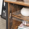 vasagle-dulap-tv-cu-doua-usi-glisante-maro-rustic-110x40x45cm