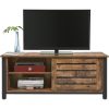 vasagle-dulap-tv-cu-doua-usi-glisante-maro-rustic-110x40x45cm