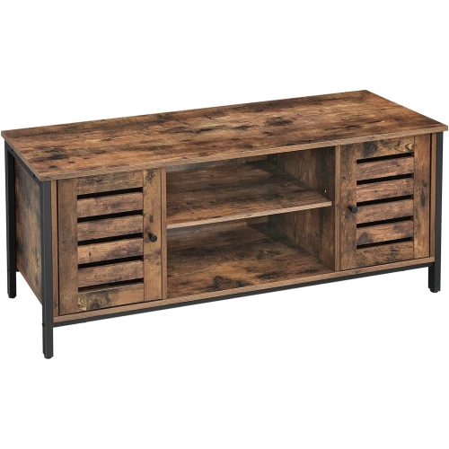vasagle-dulap-tv-cu-rafturi-si-doua-usi-maro-rustic-110x40x50cm