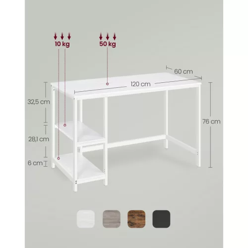 vasagle-birou-cu-rafturi-alb120x60x75cm
