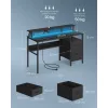 Íróasztal szövet fiókokkal, monitor állvánnyal, LED világítással, 135 x 55 x 90