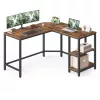 Birou de colț, rustic maro 120x130x76cm, cu 2 rafturi
