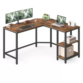Birou de colț, rustic maro 120x130x76cm, cu 2 rafturi