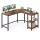 Birou de colț, rustic maro 120x130x76cm, cu 2 rafturi