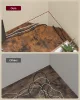 Birou de colț, rustic maro 120x130x76cm, cu 2 rafturi
