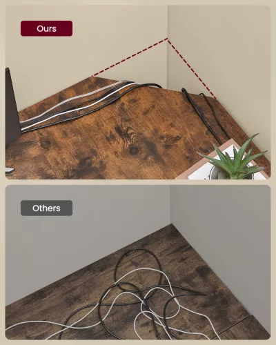 Birou de colț, rustic maro 120x130x76cm, cu 2 rafturi