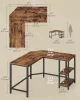 Birou de colț, rustic maro 120x130x76cm, cu 2 rafturi