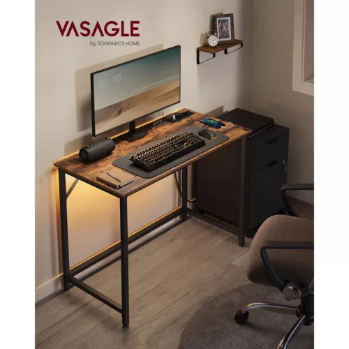 vasagle-birou-masa-de-calculator-cu-priza-incorporata-lumini-led-maro-rustic-100x50x75cm
