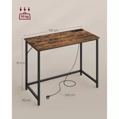 vasagle-birou-masa-de-calculator-cu-priza-incorporata-lumini-led-maro-rustic-100x50x75cm