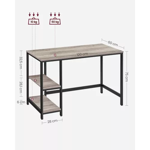 vasagle-birou-cu-rafturi-greige-120x60x75cm