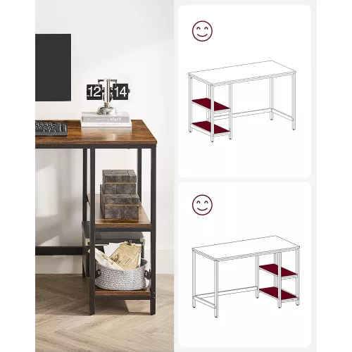 vasagle-birou-cu-rafturi-maro-rustic-120x60x75cm