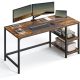 vasagle-birou-cu-rafturi-maro-rustic-140x60x75cm