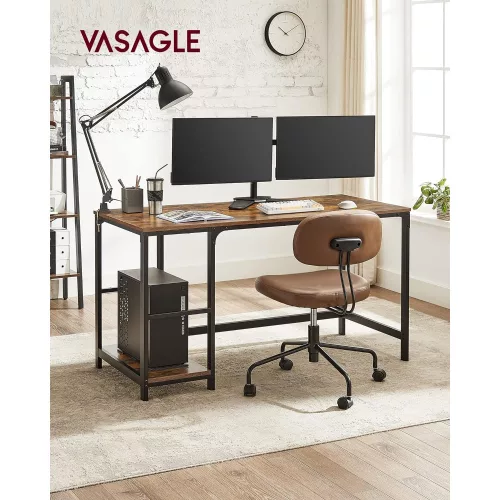 vasagle-birou-cu-rafturi-maro-rustic-140x60x75cm