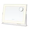 Oglindă de machiaj cu iluminare, 15 becuri LED, control tactil, alb mat