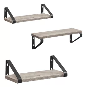 Set de 3 rafturi plutitoare, gri și negru, 30/35/40 cm