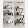 Set de 3 rafturi plutitoare, gri și negru, 30/35/40 cm