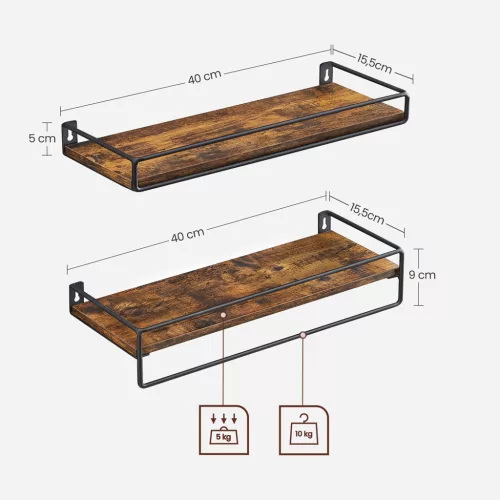 vasagle-set-rafturi-de-perete-2-piese-maro-rustic-40x15x59cm