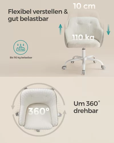 Scaun rotativ de birou cu husă din pânză, bej cappuccino