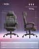 Gamer szék, ergonomikus, lábtartóval, állítható magassággal, szürke szövet