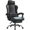Irodai szék, gamer szék, ergonomikus, ülőpárnával, lábtámasszal, fekete PU szövet