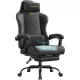 Irodai szék, gamer szék, ergonomikus, ülőpárnával, lábtámasszal, fekete PU szövet