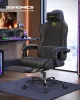 Irodai szék, gamer szék, ergonomikus, ülőpárnával, lábtámasszal, fekete PU szövet