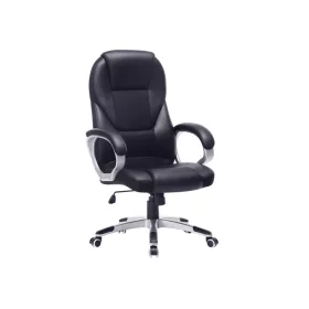  Scaun de birou, scaun rotativ, ergonomic, piele ecologică, cu roți, negru