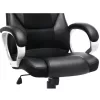 Scaun de birou, scaun rotativ, ergonomic, piele ecologică, cu roți, negru
