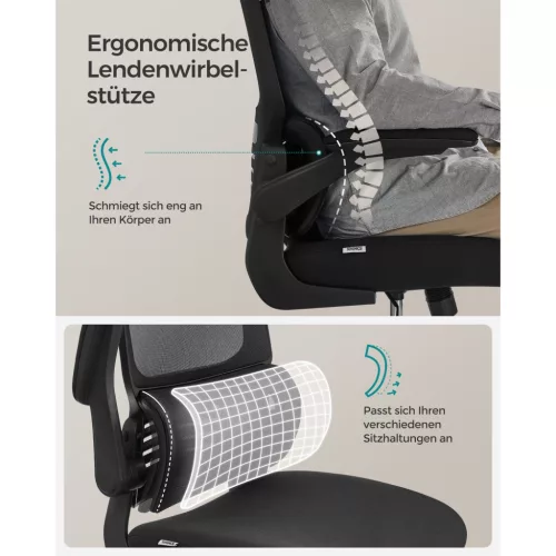 Scaun de birou rotativ, ergonomic, cu spătar din plasă, tetieră, balansoar