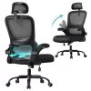 Scaun de birou ergonomic cu husă din plasă respirabilă, negru