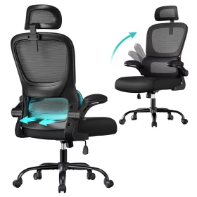   Scaun de birou ergonomic cu husă din plasă respirabilă, negru