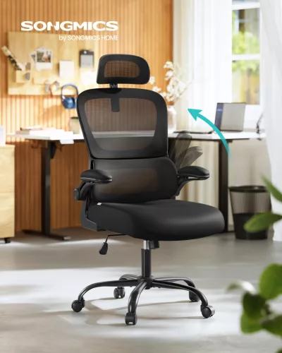 Scaun de birou ergonomic cu husă din plasă respirabilă, negru