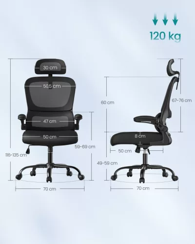 Scaun de birou ergonomic cu husă din plasă respirabilă, negru