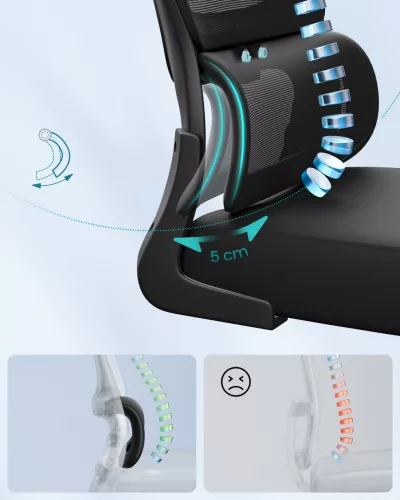 Scaun de birou ergonomic cu husă din plasă respirabilă, negru