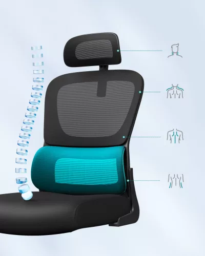 Scaun de birou ergonomic cu husă din plasă respirabilă, negru