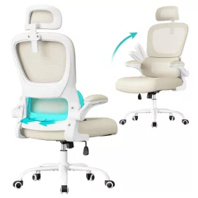   Scaun de birou ergonomic cu husă din plasă dublă și tetieră reglabilă