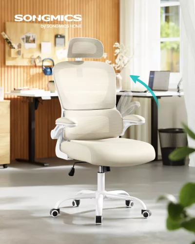 Scaun de birou ergonomic cu husă din plasă dublă și tetieră reglabilă
