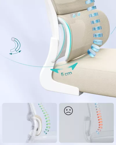 Scaun de birou ergonomic cu husă din plasă dublă și tetieră reglabilă