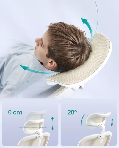 Scaun de birou ergonomic cu husă din plasă dublă și tetieră reglabilă