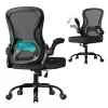 Scaun de birou rotativ, ergonomic, cu spătar din plasă, balansoar, negru