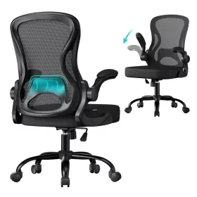   Scaun de birou rotativ, ergonomic, cu spătar din plasă, balansoar, negru