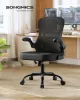 Scaun de birou rotativ, ergonomic, cu spătar din plasă, balansoar, negru