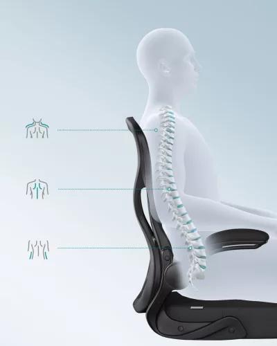 Scaun de birou rotativ, ergonomic, cu spătar din plasă, balansoar, negru
