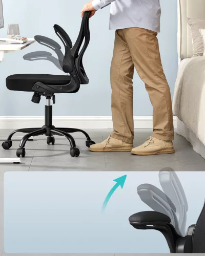 Scaun de birou rotativ, ergonomic, cu spătar din plasă, balansoar, negru